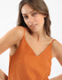 Top in cotton thin straps with a V-neckline